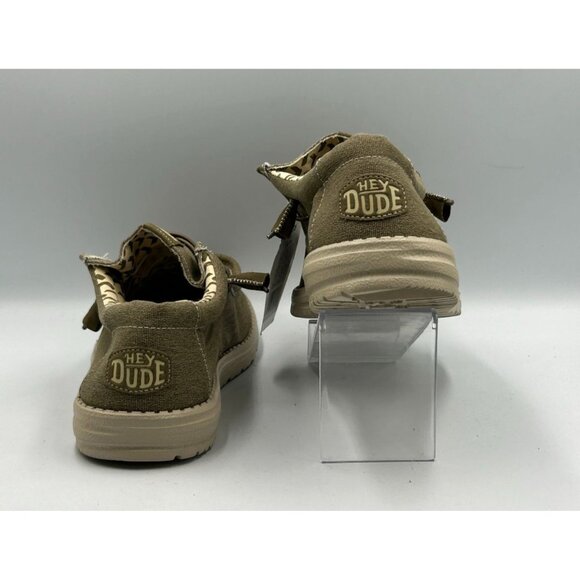 NWT Hey Dude Men's Khaki Canvas Wally Stretch Tobacco Loafers Shoes Size 10 3202 - Picture 4 of 16